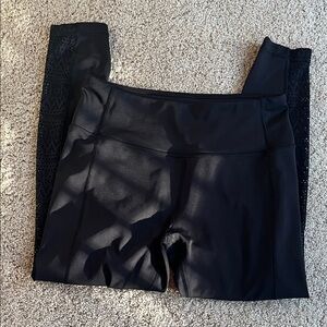 ZELOS Black Leggings with Mesh Accents